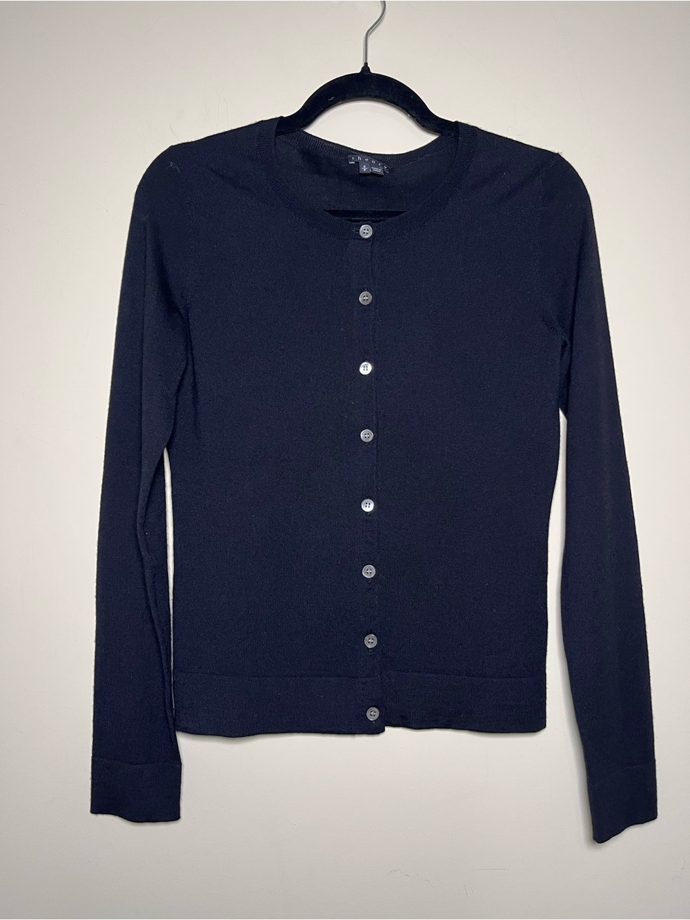 Theory Classic Black Women's Cardigan Sweater Wool Silk Size S Preppy Minimalist